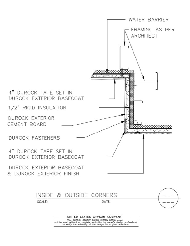 Design Details Details Page - Durock® Brand Inside & Outside Corner Detail